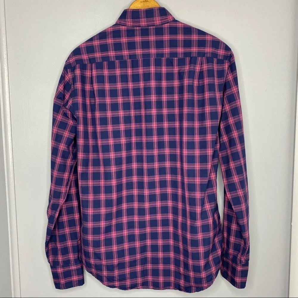 BONOBOS Pink and Navy Blue Button Down Shirt - Picture 2 of 3